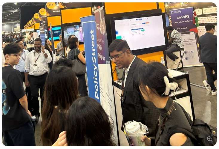 Ashutosh Singh, CFO & Head of Products at Novel Patterns, engaging with visitors and providing insights about the products at the Singapore Fintech Festival 2024